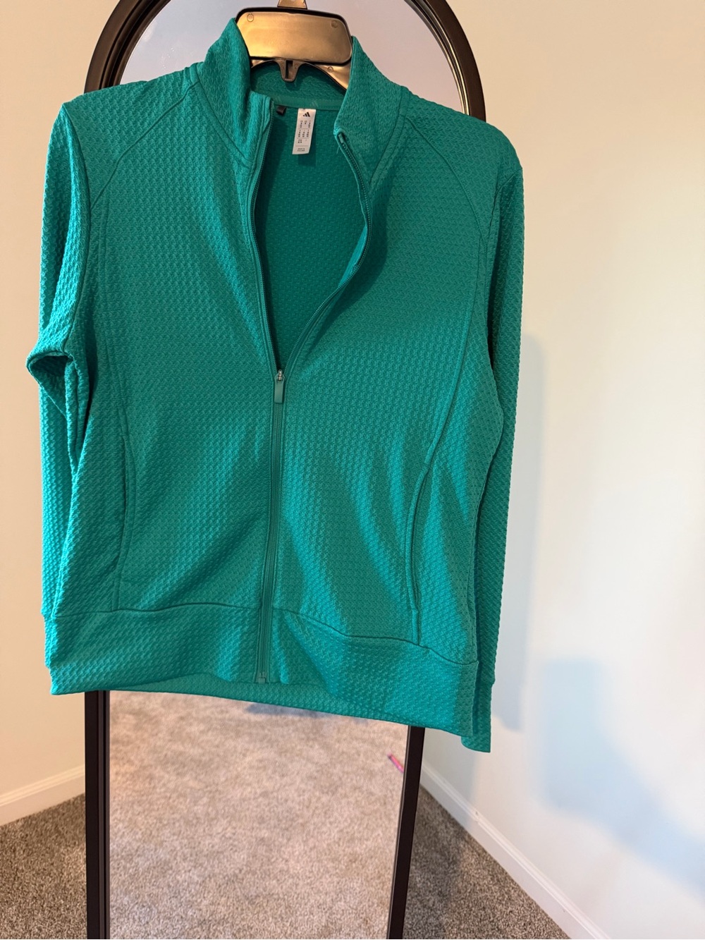 adidas Women’s Teal Full-Zip Textured Jacket